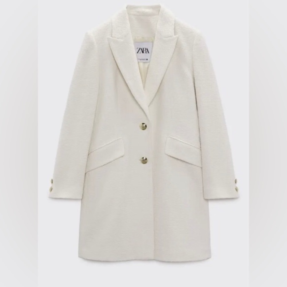 ZARA ECRU STRUCTURED COAT WITH GOLDEN BUTTONS